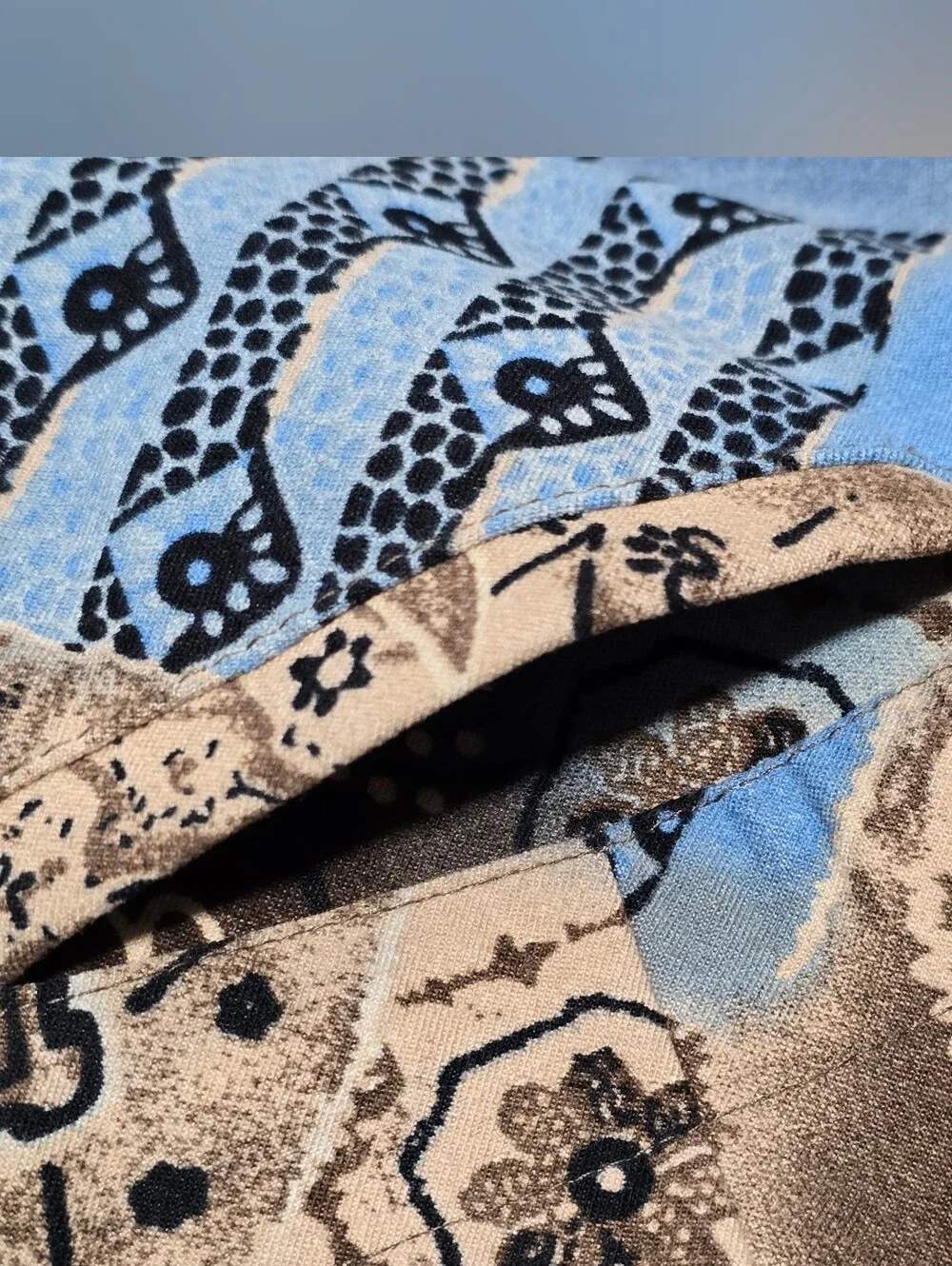 CJ Banks Size 24 Blue & Tan Decorative Paisley Long Skirt - Prairie Cottagecore